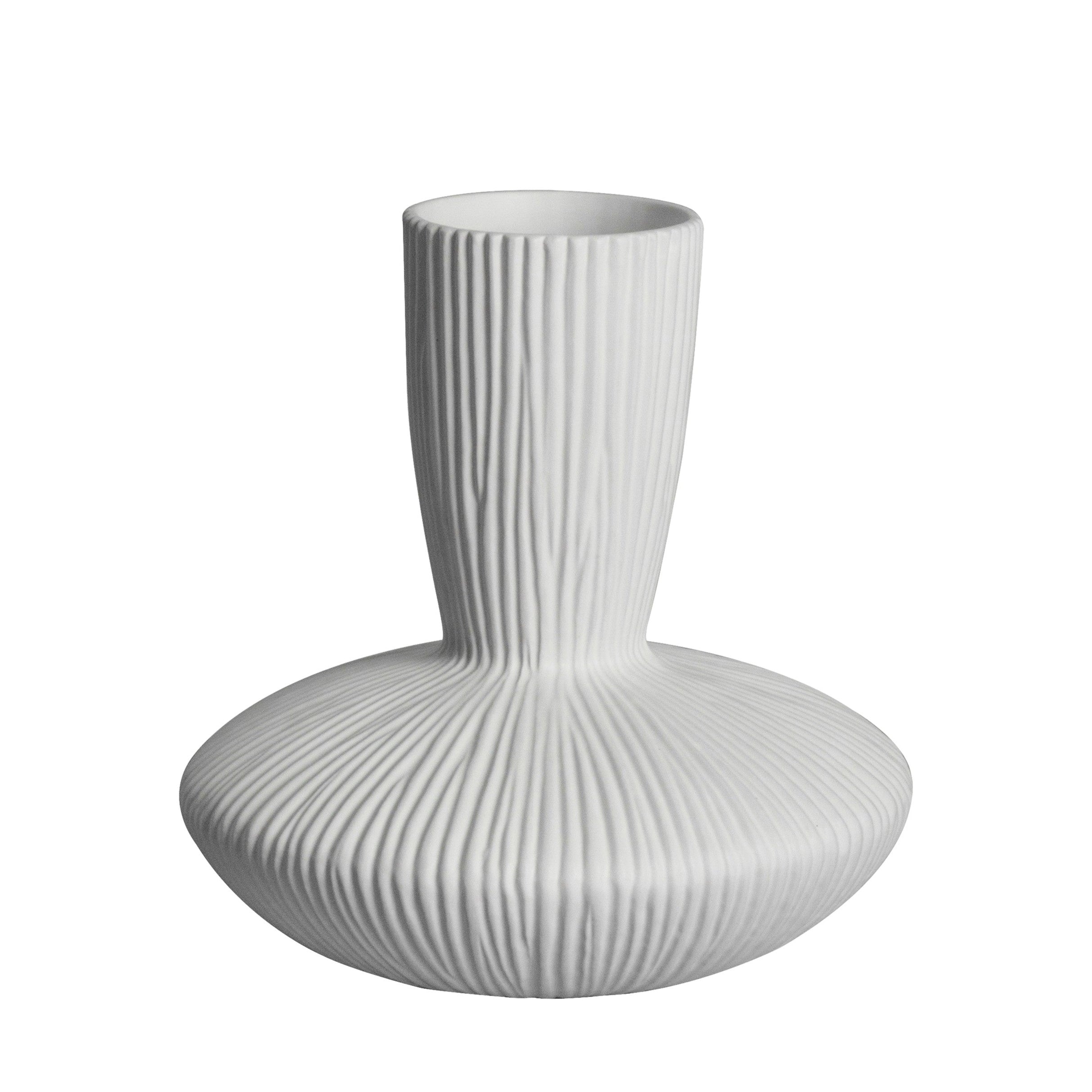 Cadee Cream Ribbed Stone Vase